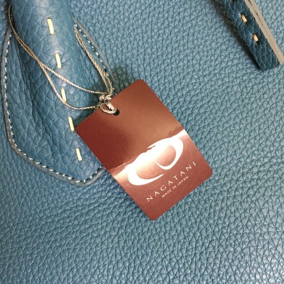 NWT Nagatani Made in Japan Large Tote w/Dust bag Blue Leather - Picture 8 of 16